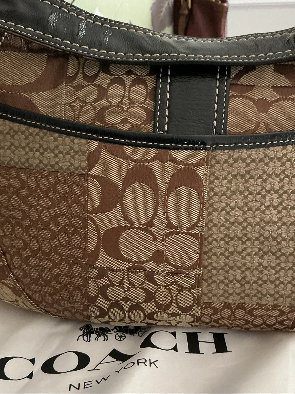 Coach Brown PATCHWORK Soho Signature Patchwork Hobo Bag